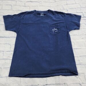 Guy Harvey MENS SIZE L Graphic T Shirt Blue Marlin Offshore Aftco Pocket